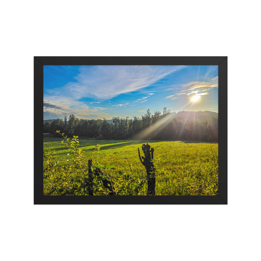 Sunbeams Over the Field Framed Landscape Photo Print