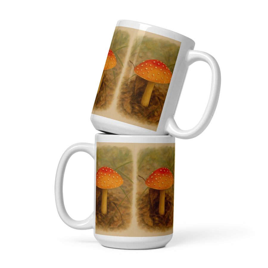 Orange-Spotted Mushroom Ceramic Mug